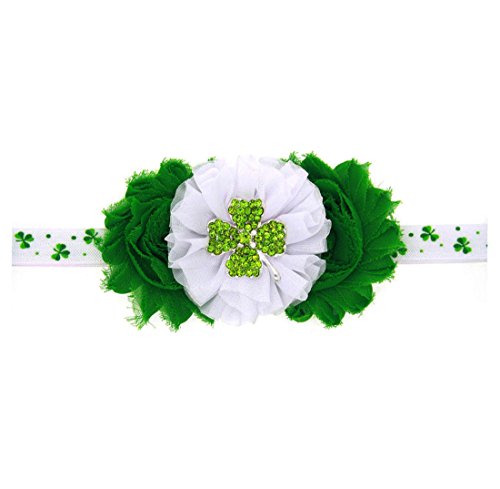 St Patrick's Day Baby Cute Headbands Flower Soft Elastic Headbands<6> (Green)