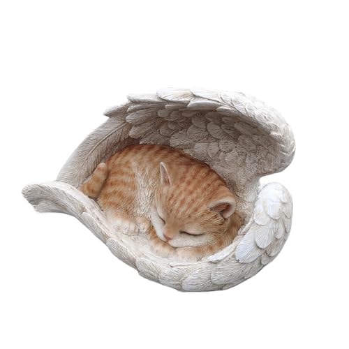 Figurita de gato ángel naranja vibrante de resina miniatura 3
