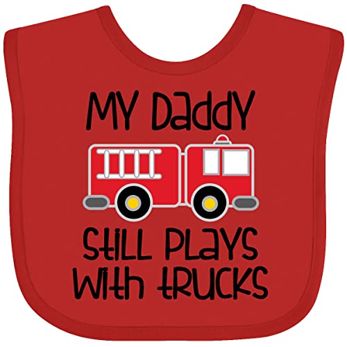 Image of inktastic Firefighter Daddy Plays with Trucks Baby Bib