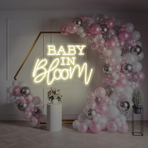 Image of Baby in Bloom Neon Sign For Baby Shower Decorations, Birthday Party Event Plan Backdrop Sign, Neon Light Sign For Baby Shower Decor Gifts (15.7x10.7in)