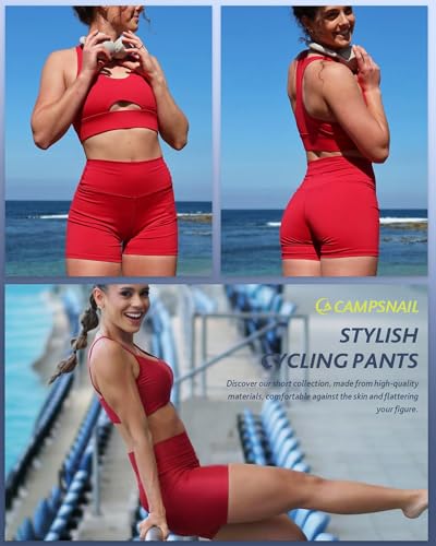 CAMPSNAIL Workout Biker Shorts Women - 3"/5"/8" High Waisted Tummy Control Spandex Booty Volleyball Shorts for Yoga Dance