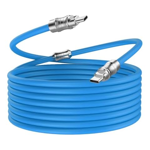 WLGQ USB Type C to Type C PD100W Skin-Friendly Silicone Material Fast Charging Cable Metal Plug Shell USB-C Laptop Tablet Phone Universal Charging Cable (Blue 6.6Ft) Cover