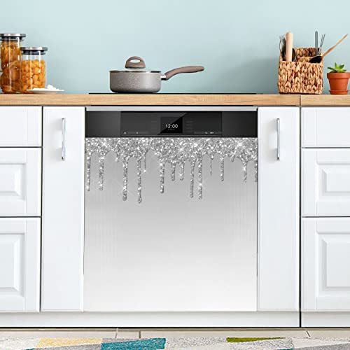 Panneau magnétique en papier argenté pailleté pour lave-vaisselle, réfrigérateur, armoire, cuisine, buanderie, cadeau 58,4 x 66 cm