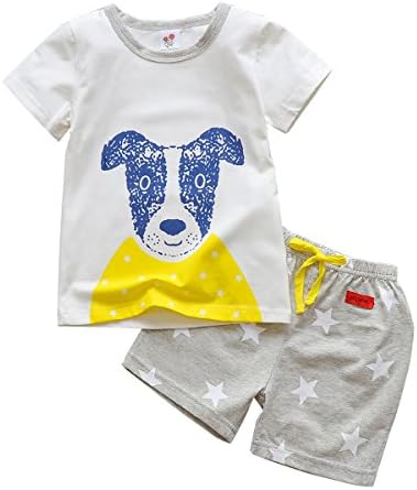 Toddler Little Baby Boys Girl Summer Outfits Clothes Set Infant Pajamas Top and Shorts (White,3T)