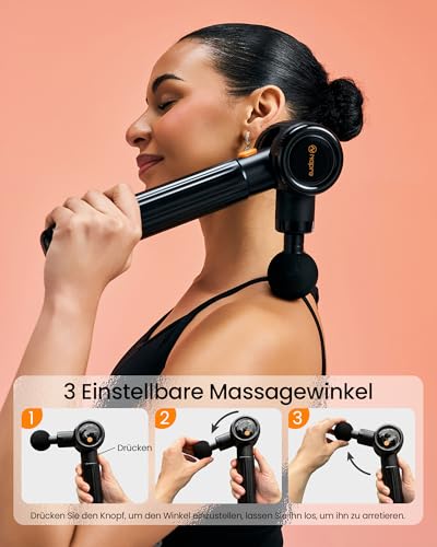 Massagepistole,Napre Massage Gun Massage Pistole mit Verlängerungs Griff und 3 Einstellbaren Winkeln,Muskel...