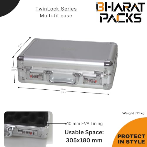 Image of TwinLock Series Multipurpose Case - Flight Case with Dual Combination Locks, Foam Interior for Small Firearms & Accessories (Chrome Silver)