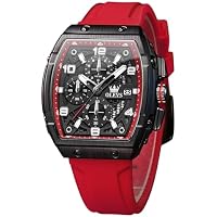 OLEVS Men's Classic Waterproof Chronograph Quartz Watches (Red and Black)