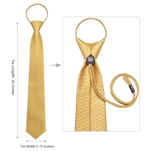 Image of Hi-Tie Zipper Ties for Men Pre-tied Tie Set Lapel Pin Pocket Square and Cufflinks Formal Business Wedding Adjustable Necktie