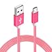 Produktbild Sweet Tech Rosa 1.5m Micro USB Nylon Umflochtenes Verwicklungssicheres Kabel Ladekabel Datenkabel Geeignet für Gigaset GS100 / GS180 / GS185 / GS170