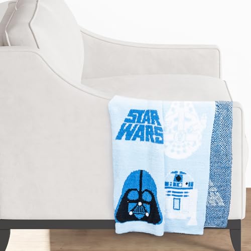 Image of Jay Franco Star Wars Feather Knit Fluffy Throw Blanket - Darth Vader and R2D2 Fuzzy Blanket Measures 50 x 60 inch - Super Soft Lightweight Bedding