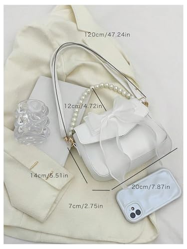 Image of COZYEASE Women's Bowknot Beaded Flap Square Bag Adjustable Strap Crossbody Shoulder Bags Small Purse