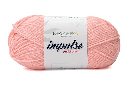 Image of WOAFashions Impulse Hand Knitting & Crochet Yarn, Premium Acrylic, 4 : Medium (Peach Pink) (3x100gms / 3.5oz / 200mtr / 218yds)