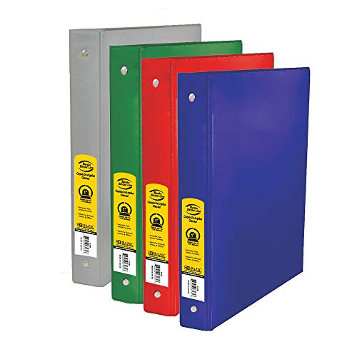 Bazic 3 Ring Binder 1" Economy Binders Organizer - Assorted Color, Round Ring, Hold 175 Sheets Paper, For School Office Home, 24-Count #TOP13
