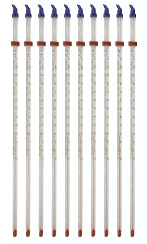 GSC International #6405-10 Glass Thermometer Laboratory Red Alcohol Filled, Graduated -10 to 110C, White Back, Partial Immersion. Pack 10.