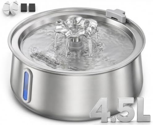 Cat Water Fountain Stainless Steel 4.5L/152oz Automatic Pet Water...