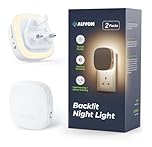 AUVON Night Light Plug in Wall, 2 Pack Backlit LED Motion Sensor Night Light with Dusk to Dawn Sensor, Warm Dimmable Light with Adjustable Brightness 1-50 lm 8 Levels for Hallways, Stairs, Bedrooms