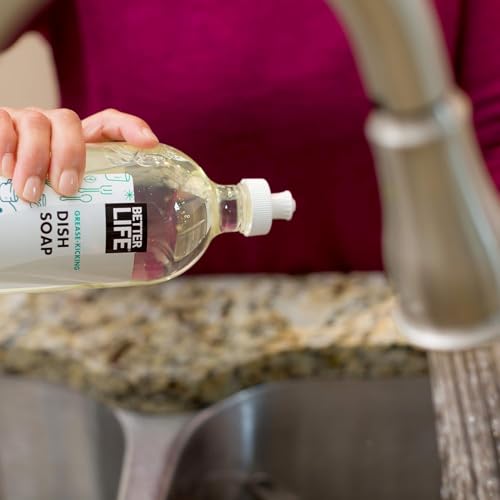 Image of Better Life Dish Soap - Liquid Dishwashing Soap with Vitamin E and Aloe for Home & Kitchen Sink - No Gloves Required Kitchen Soap for Sensitive Skin - 22oz (Pack of 2) Unscented