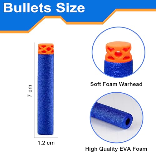 Image of VGRASSP Mega Shooter Manual Foam Blaster Toy Gun for Kids with 12 Foam Bullets and 12 Round Magazine - Indoor and Outdoor Long Range Airsoft Shooter - Color As Per Stock