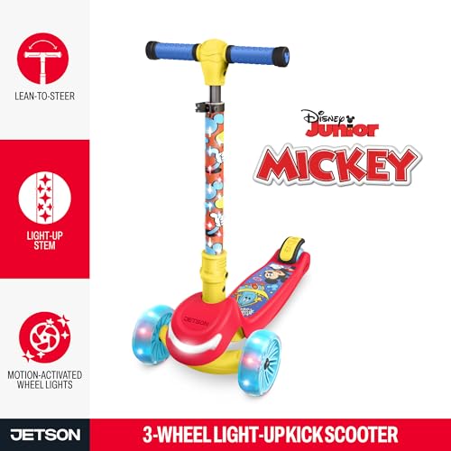 Image of Jetson Character Kids Kick Scooter, LED Lights on Stem & Light-Up Wheels, Lightweight Frame, Height-Adjustable Handlebar, Lean-to-Steer System, Easy-Fold Mechanism