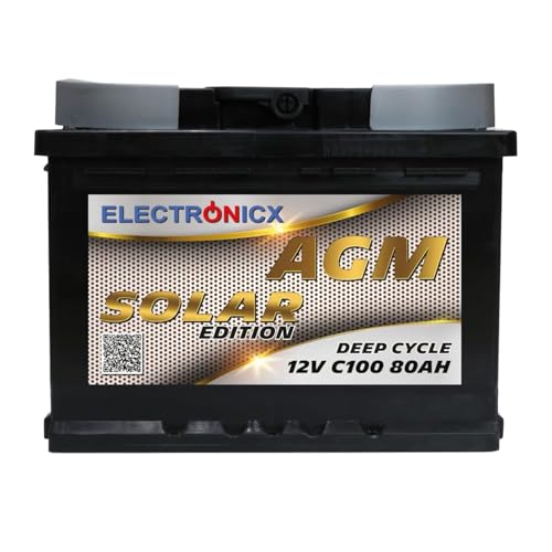 Batería Solar AGM 12V 80Ah Sin Mantenimiento, Ciclo Profundo para Caravana, Barco, Autocaravana, Caseta y Sistemas Solares Off-Grid – Electronicx Solar Edition Energía