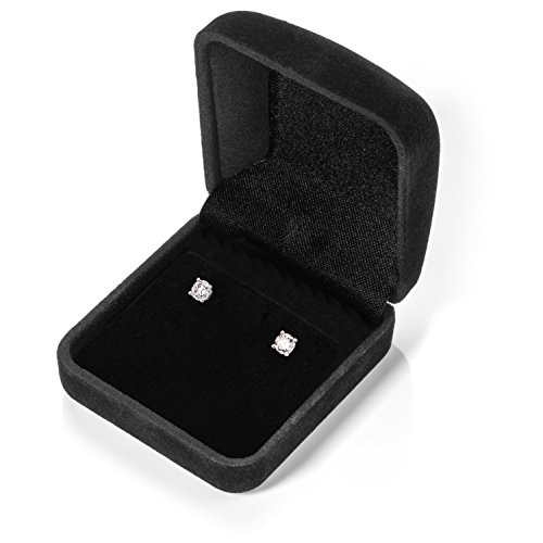 14K Solid White Gold Stud Earrings | Round Cut Cubic Zirconia | Screw Back Posts | 0.5 CTW | With Gift Box