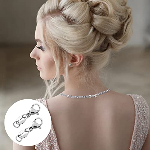 Abeillo 4 Stücke Kettenverschluss Silber, Armband Halskette Extender Karabiner, Armband Verlängerung für DIY Schmuck Armbänder Halsketten Ketten