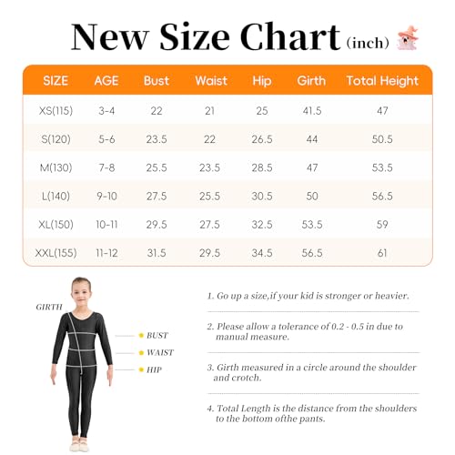 Image of Kepblom Girls Scoop Neck Long Sleeve Unitard Bodysuit Dancewear For Child