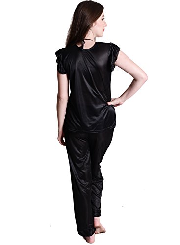 Image of Women's Soft & Smooth Satin Solid Nightwear Payjama Tikkle Night Suit Set