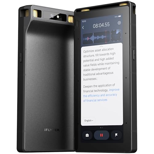 iFLYTEK AI Voice Recorder S6 with Transcription, Long-Range 8-Mic Recording, Real-Time AI Meeting Notes & Summaries, Offline Transcription, Digital Voice Recorder for Meetings, Lectures & Interviews