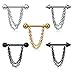 Gsdviyh36 Body Piercing Jewelry,1Pc Fashion Multilayer Chain Drop Nipple Bar Ring Barbell Perfect a Jewelry Gift Nose Ear Lip Belly Button Decor- Silver Ball