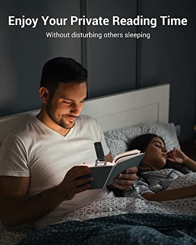Image of DEWENWILS USB Rechargeable Book Light for Reading in Bed, Warm White, Brightness Adjustable, LED Clip on Book Reading Lights, Perfect for Bookworms, Kids, Black