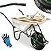 Juskys Schubkarre 100L, 250 kg – mit verzinkter Wanne, Luftreifen & Metall Felge, stabile Garten Schubkarre & Schiebkarre – Transportkarre Garden Silber