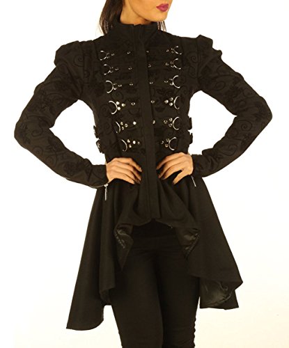 Handmade Cotton Goth Dress for Women-Detailed Silver Buttons Witchy Dresses for Women STP6