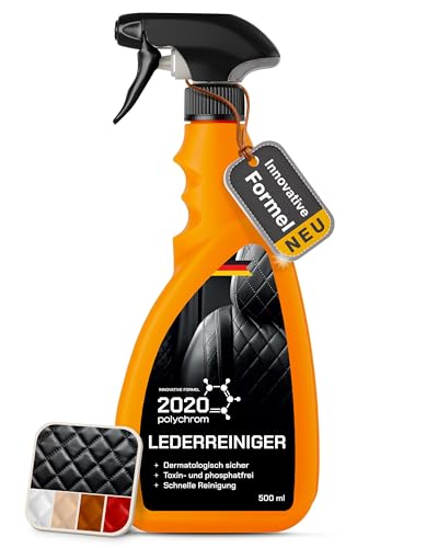 2020 Polychrom Lederreiniger 500ml - Effektive und Materialschonende Reinigung für Autositze Motorradsitze Pferde-Sattel Booten & Flugzeugen Leder