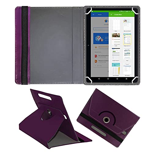 Image of Fastway Rotating Leather Flip Stand Case Cover for DOMO Slate SL36 OS9 SC 10.1-Inch Tablet (Purple)
