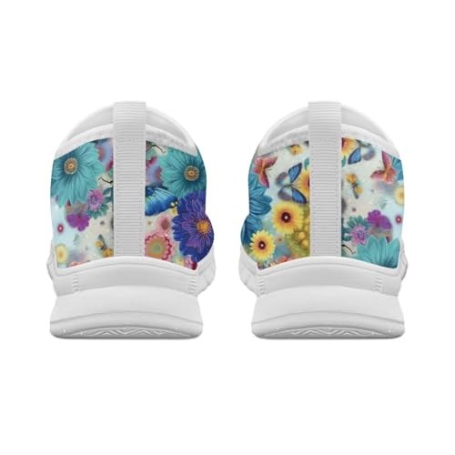 Image of Floral Sneakers for Women Colorful Art Shoes for Women Slip On Casual Work Shoes