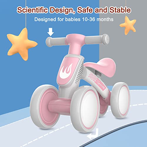 Baby Balance Bike Toys For 1 Year Old Girl Gifts, 10-36 Month Toddler Balance Bike, No Pedal 4 Silence Wheels & Soft Seat Pre-School First Riding Toys, One Year Old Girl Birthday Gifts #TOP1