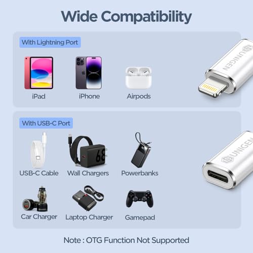 Image of UNIGEN Type-C to Lightening Converter | Supports 27W Fast Charging & 480Mbps Data Transfer | Compatible with iPhone 14 /13, iPad & More