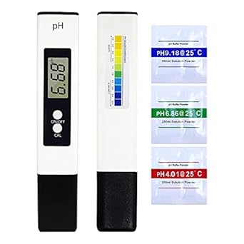 AMPEREUS ph Meter for Water Testing With High Accuracy with 0.00-14.00ph ph Tester Temperature and Water Quality Test, Swimming Pool with 3 Buffer Powders