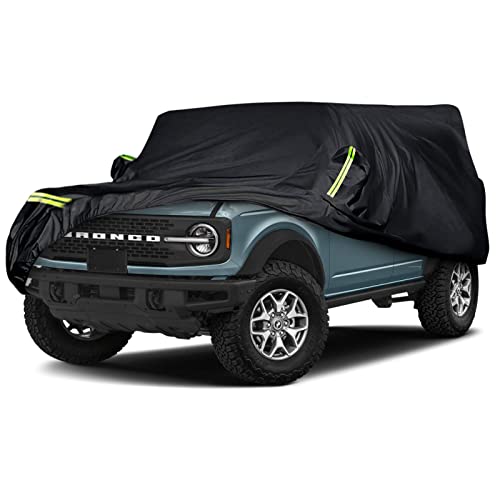 Waterproof Car Covers Replace for 2021-2026 Ford Bronco 4 Door 6 Layers All Weather Bronco Car Cover with Zipper Door & Windproof Bands for Snow Rain Dust Hail Protection (4 Door)