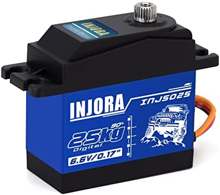 INJORA RC Servo 25KG Digital Servo High Torque RC Parts for 1:10 RC Crawler VP VS4-10 SCX10 Pro SCX10 TRX4 D90 (Control Angle 90°-180°)