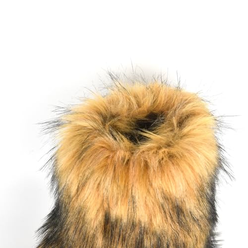 Image of Fashion Fur Boots,Flat Heel Comfy Plush Warm Snow Booties,2025 Winter Outdoors Furry Boots,Mid-Calf Faux fur Boot for Women.