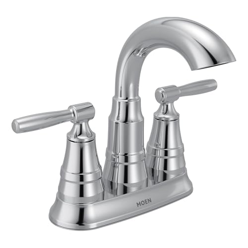 Image of Moen Halle Chrome Two-Handle Centerset Bathroom Sink Faucet with Drain Assembly, 84971C