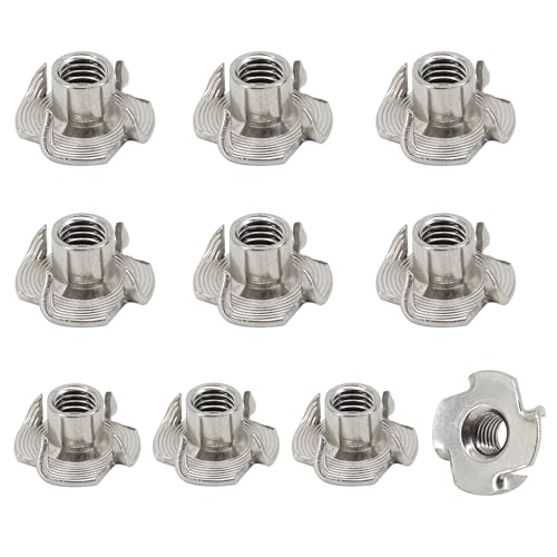 Image of 10Pcs M10 304 Stainless Steel T Nuts Four-Pronged Tee Nuts for Woodworking Furniture Use (M10x13x25mm)