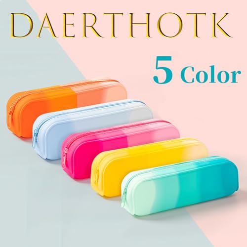 Image of Silicone Pencil Case, Gradient Orange Pencil Pouch, Pencil Case Small, Pencil Pouch Aesthetic, Silicone Pencil Pouch, Pencil Case Aesthetic, Pencil Bag, Pencil Pouch for Women, Makeup Pouch