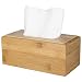 Decorative Beige Bamboo Facial Tissue Cover / Refillable Wooden Kitchen Napkin Holder & Dispenser
