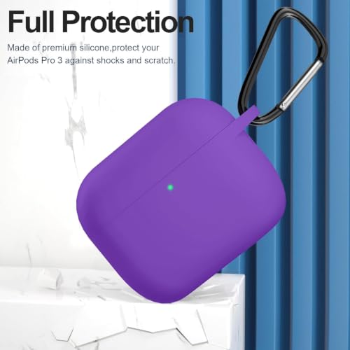 Image of New Soft Silicone Case Compatible with Apple AirPods Pro 3 Generation (2025) Protective Silicone 360 Full Protection Dust-Proof Shockproof Case Cover with Hook (Cover Only) (Purple)