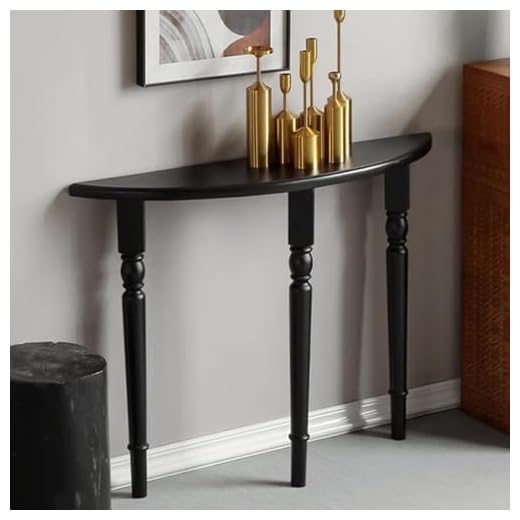 AYHARYLH Halbmond-Konsolentisch, schmaler Türtisch, Massivholz-Vintage-Sofatisch Hinter der Couch, Halbrunder Tisch, für Eingang, Flur, Wohnzimmer(Nero,60x25x80cm)