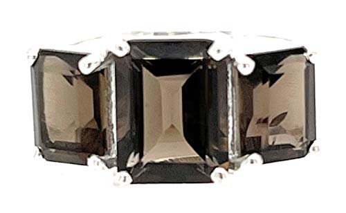 Natural Rocks by Kala Genuine 4ct Smoky Topaz 925 Solid Sterling Silver Ring Size 5, 6, 7, 8, 9