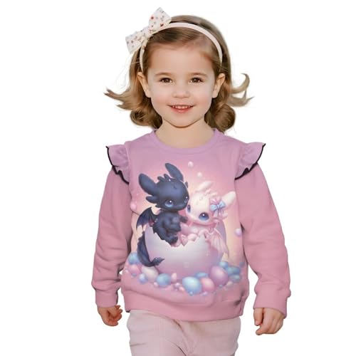 WELLFLYHOM Girls Sweatshirts 1-8T Long Sleeve Kids Shirt Tops Oversized Crewneck Sweater Top Pullover Fall Clothes